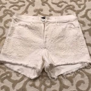 High rise white shorts